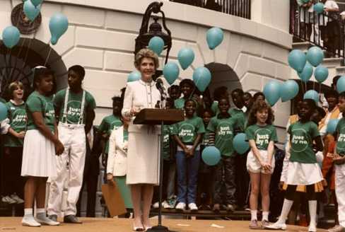 A photo of Nancy Reagan at a Just Say No rally
