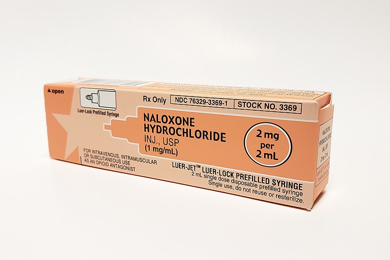 A box of Naloxone used to help prevent opioid overdose