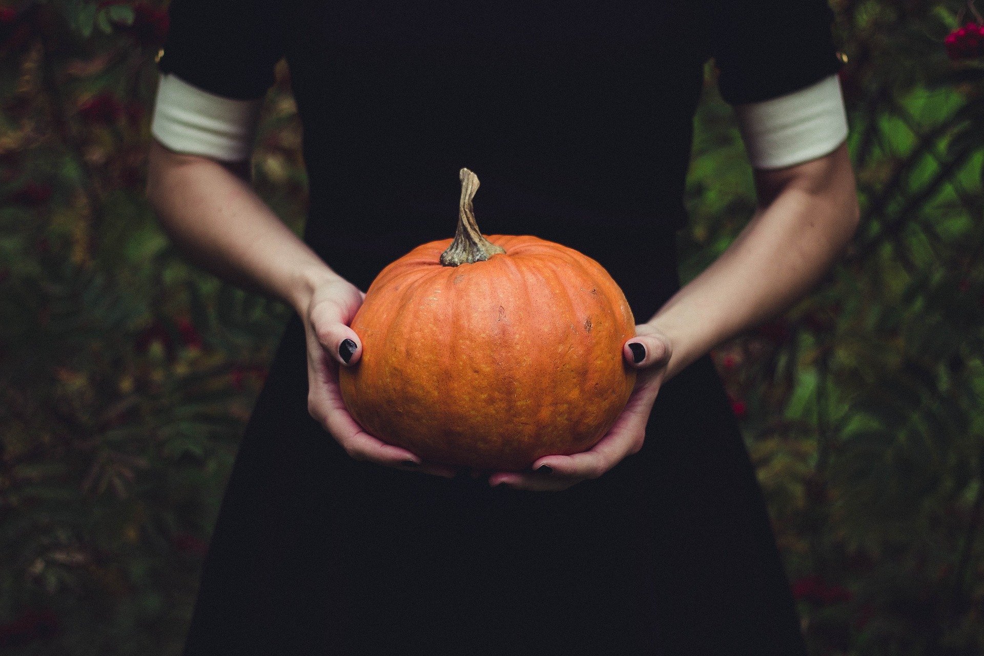 A woman holding a pumpkin. We have listed ways to help you stay sober on thanksgiving