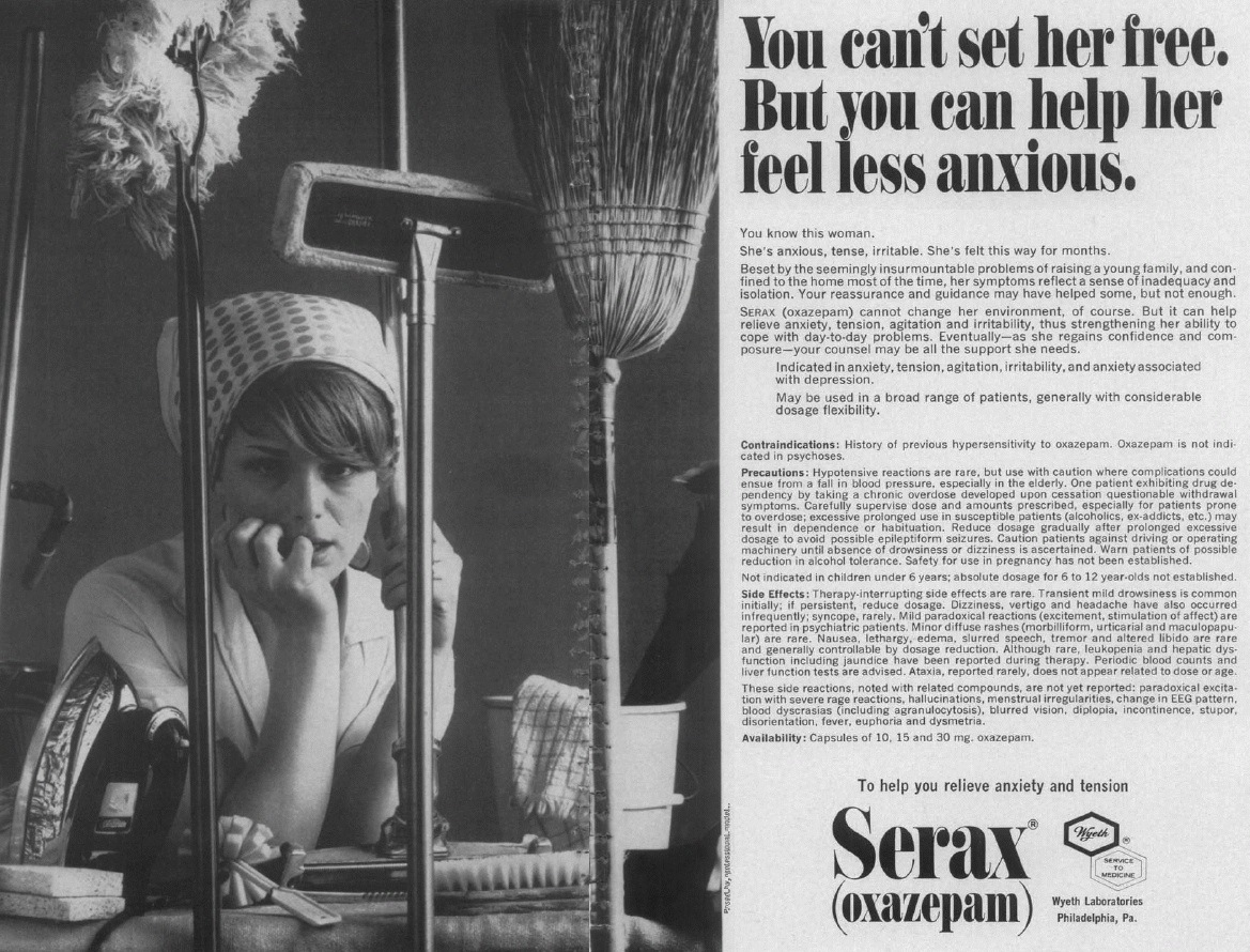 A printed ad about benzodiazepines.