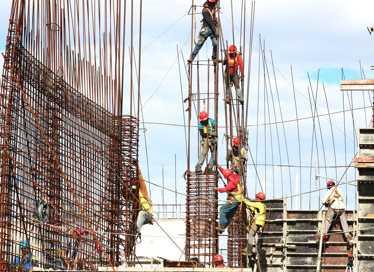Individuals working at a construction site