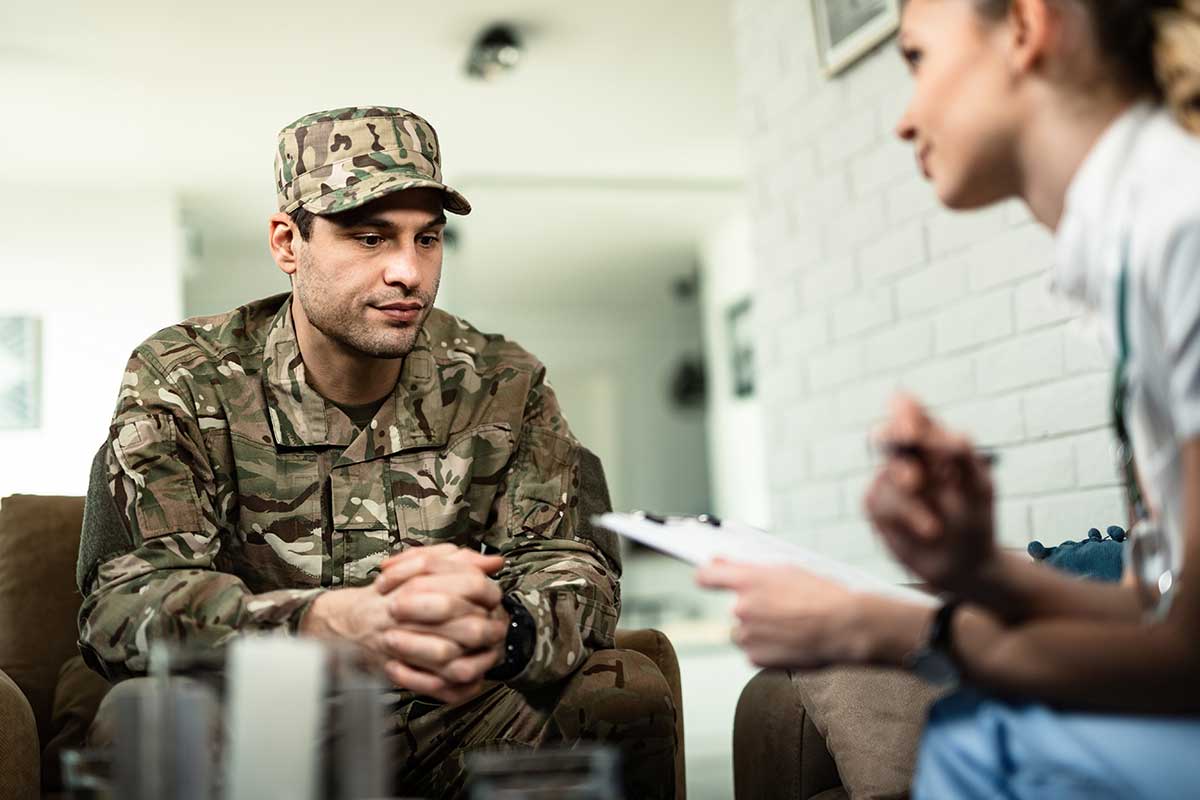 A veteran learning about causes of substance use in veterans