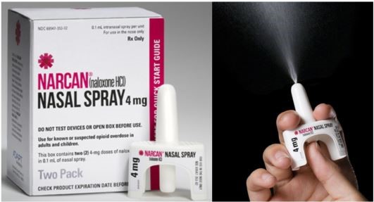 narcan spray being sprayed