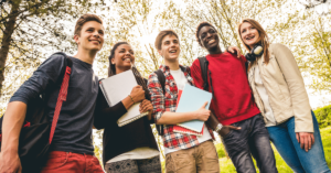 Teenagers at school choose their studies over underage drinking.