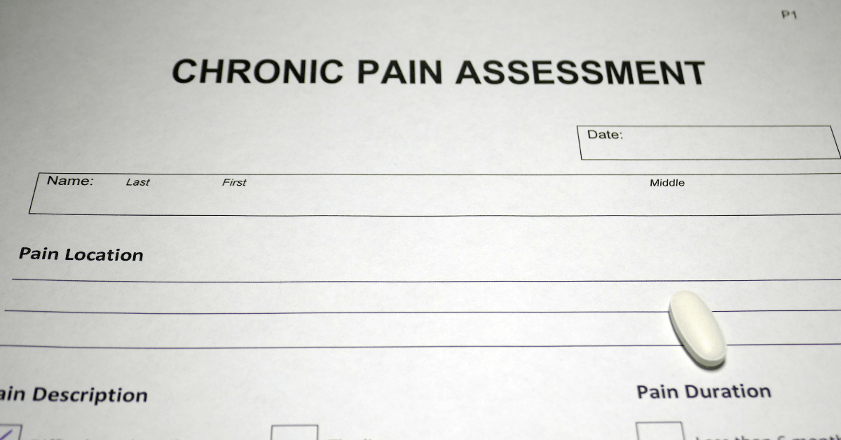 A chronic pain assessment form, which usually helps those with chronic pain qualify for medications to which they may develop addiction.