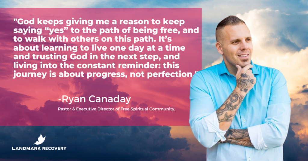 Pastor and Executive Director of Free Spiritual Community Ryan Canady gives a quote about addiction recovery