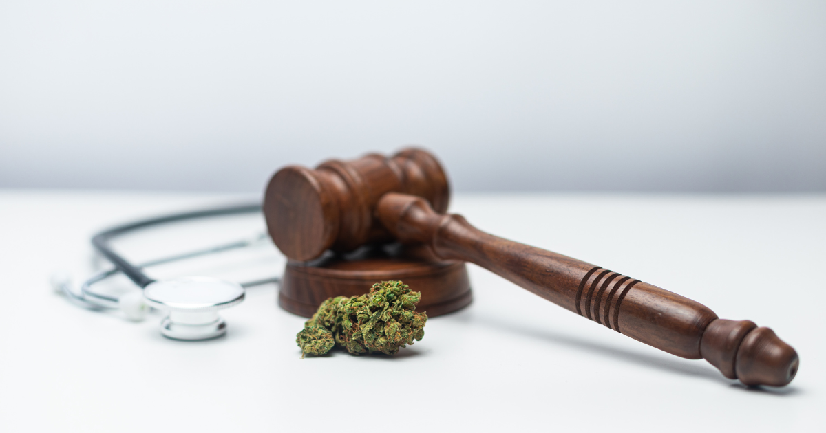 marijuana is seen next to a judge's gavel and a doctor's stethescope to represent Indiana lawmakers deciding whether to decriminalize marijuana