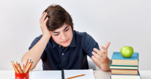 a US student who takes ADHD medication struggles to focus on school work. New research shows that middle and high school students who go to schools with higher rates of ADHD prescription stimulant therapy have higher risks of abusing prescription stimulants.