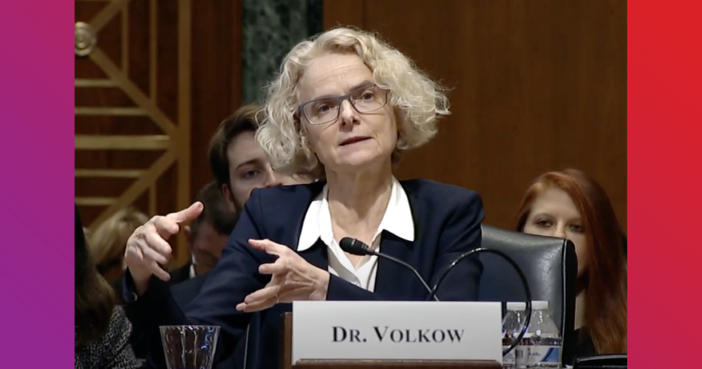 Dr. Nora Volkow, director of the National Institute of Drug Abuse testifies in from of a US senate committee about drug abuse and treatment