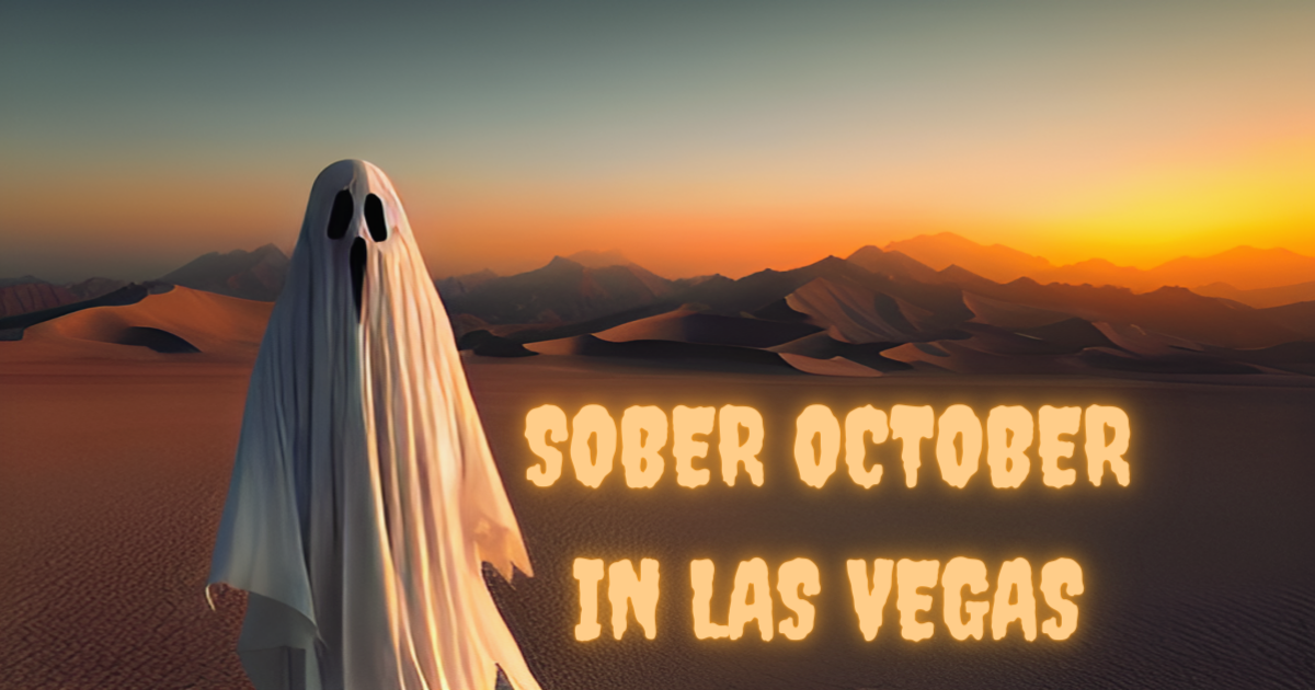 Man in a ghost costume on Halloween during Sober October in Las Vegas (2)